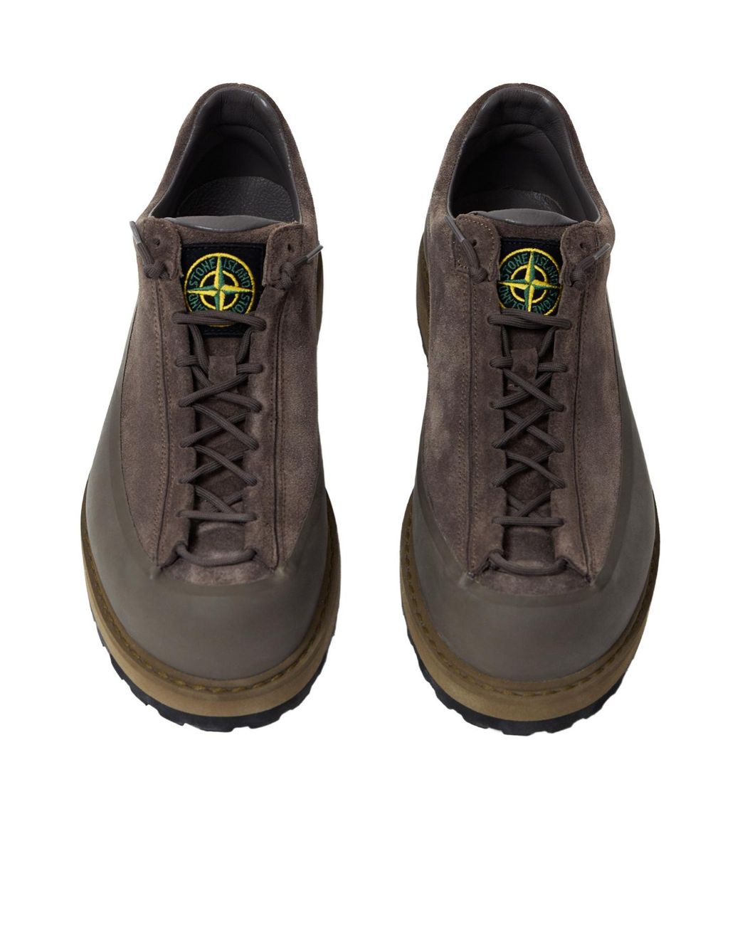 Stone Island Brown Round Toe Lace-Up Sneakers for men