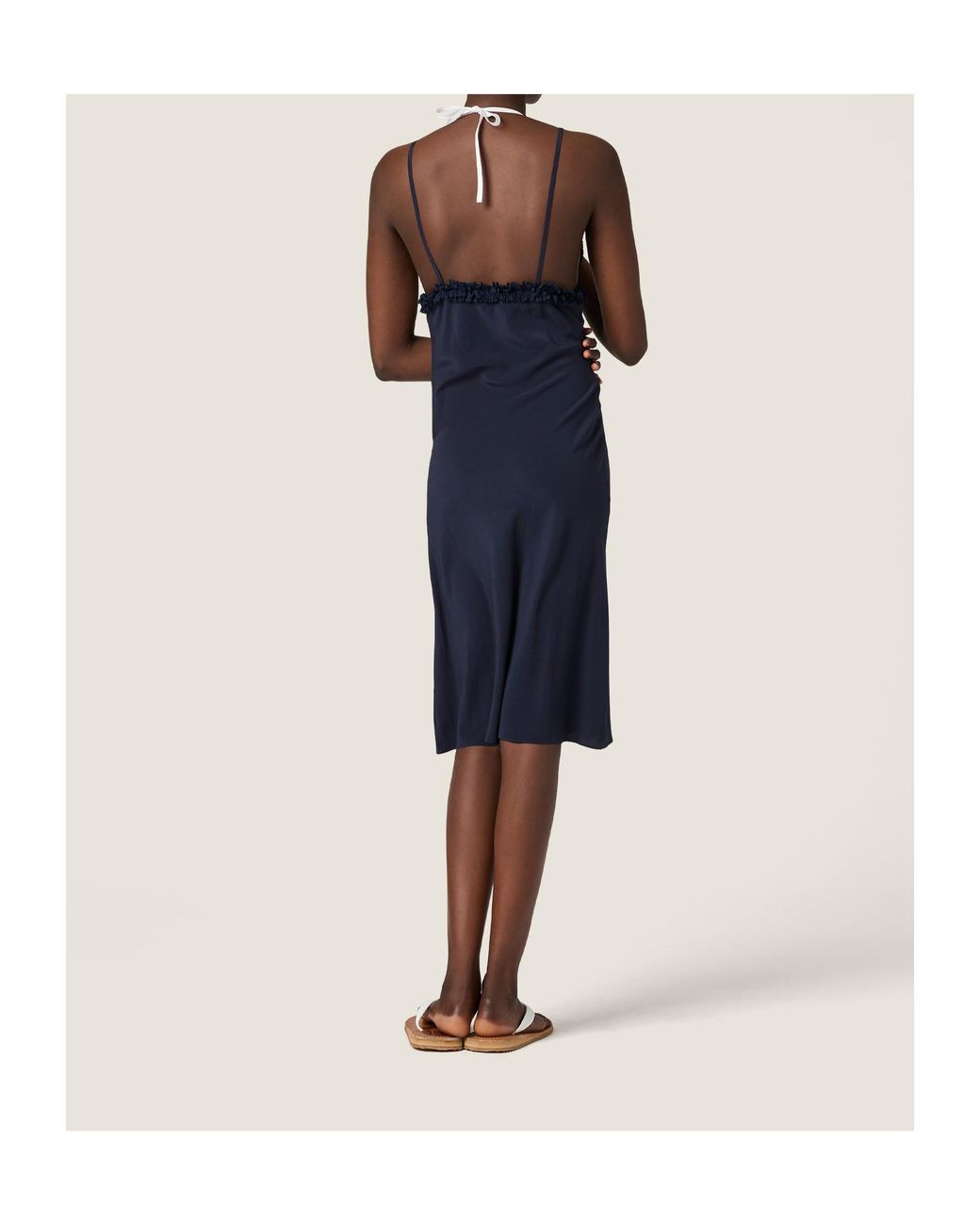 Miu Miu Blue Embroidered Marocain Crepe Dress