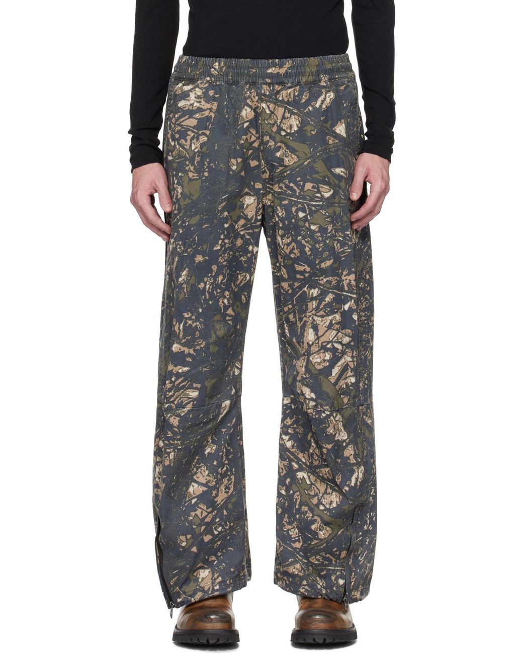 DIESEL Gray P-Lint Elastic Waist Trousers for men