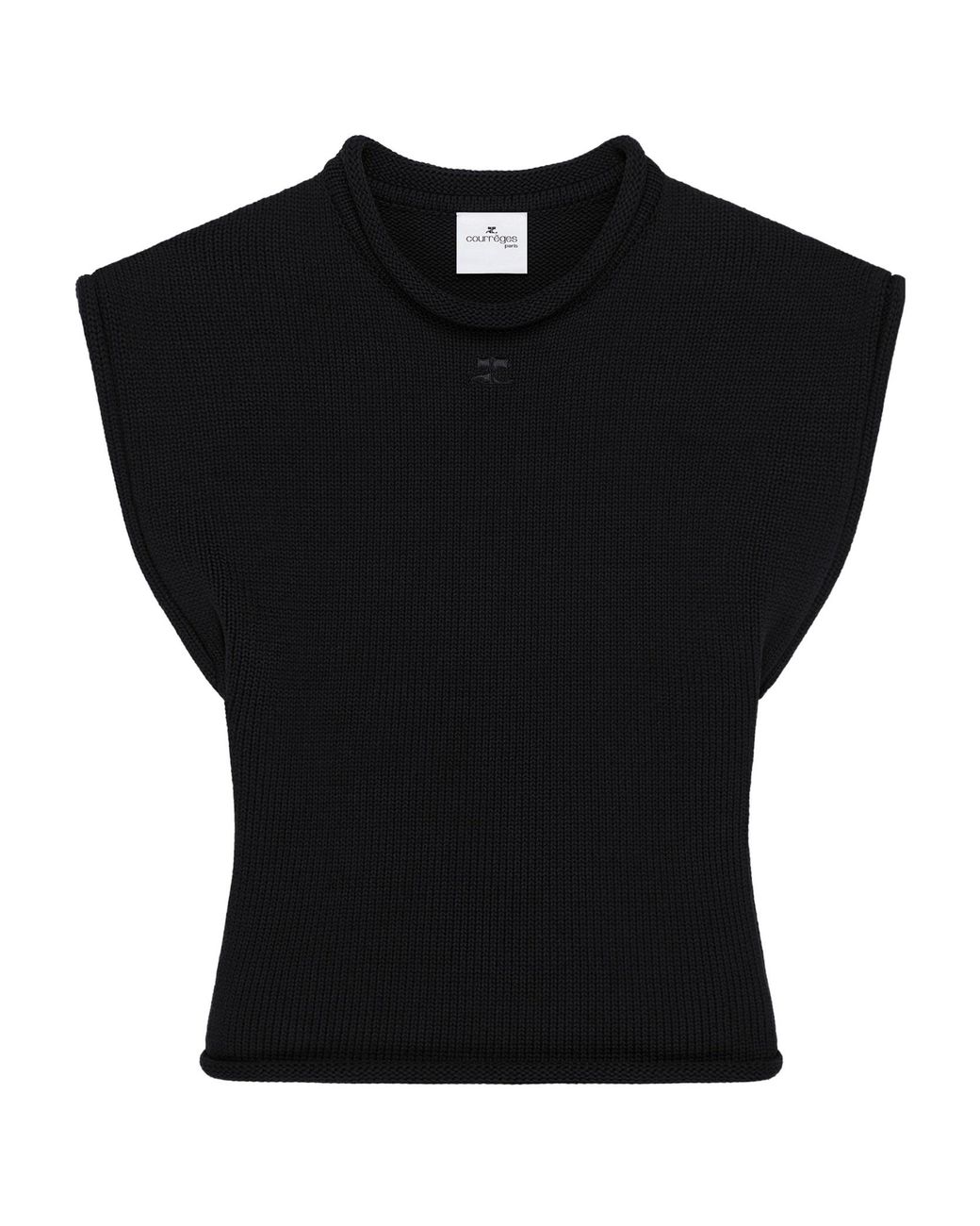 Courreges Black Courrèges Cropped Knitted Tank Top