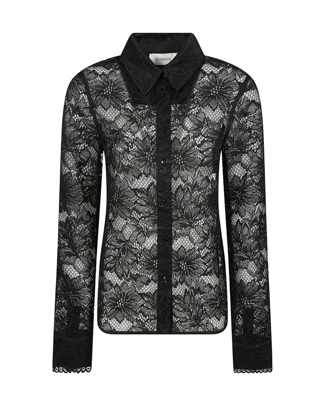 Sportmax Black Long-Sleeved Laced Shirt