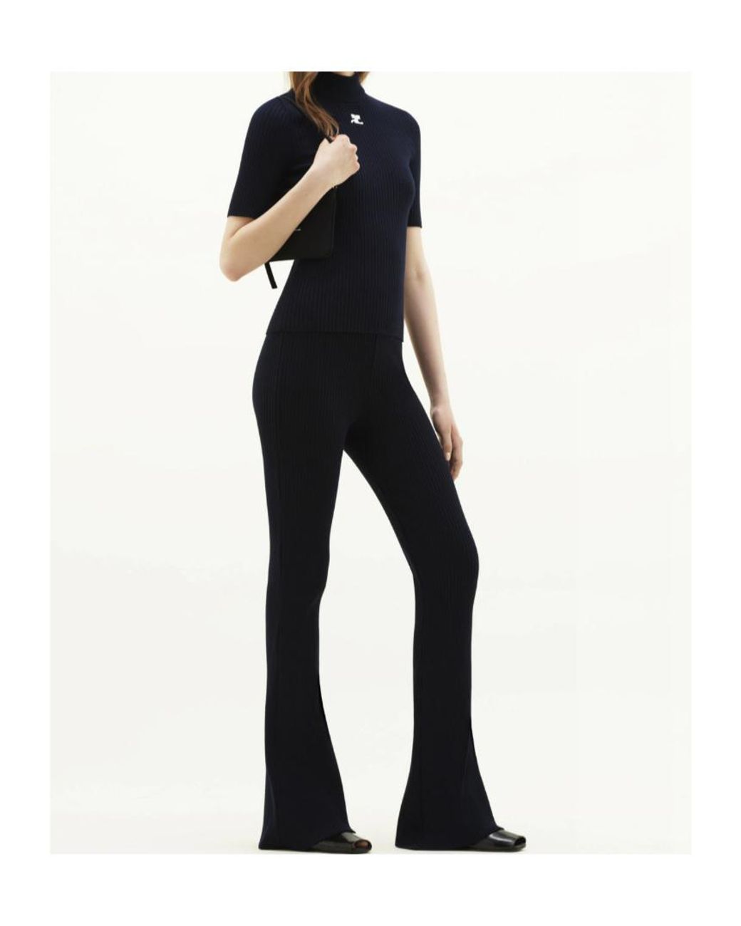 Courreges Blue Courrèges Reedition Short-Sleeved Ribbed Jumper