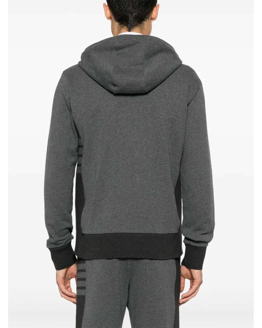 Thom Browne Gray Logo Patch Zip-Up Hoodie for men