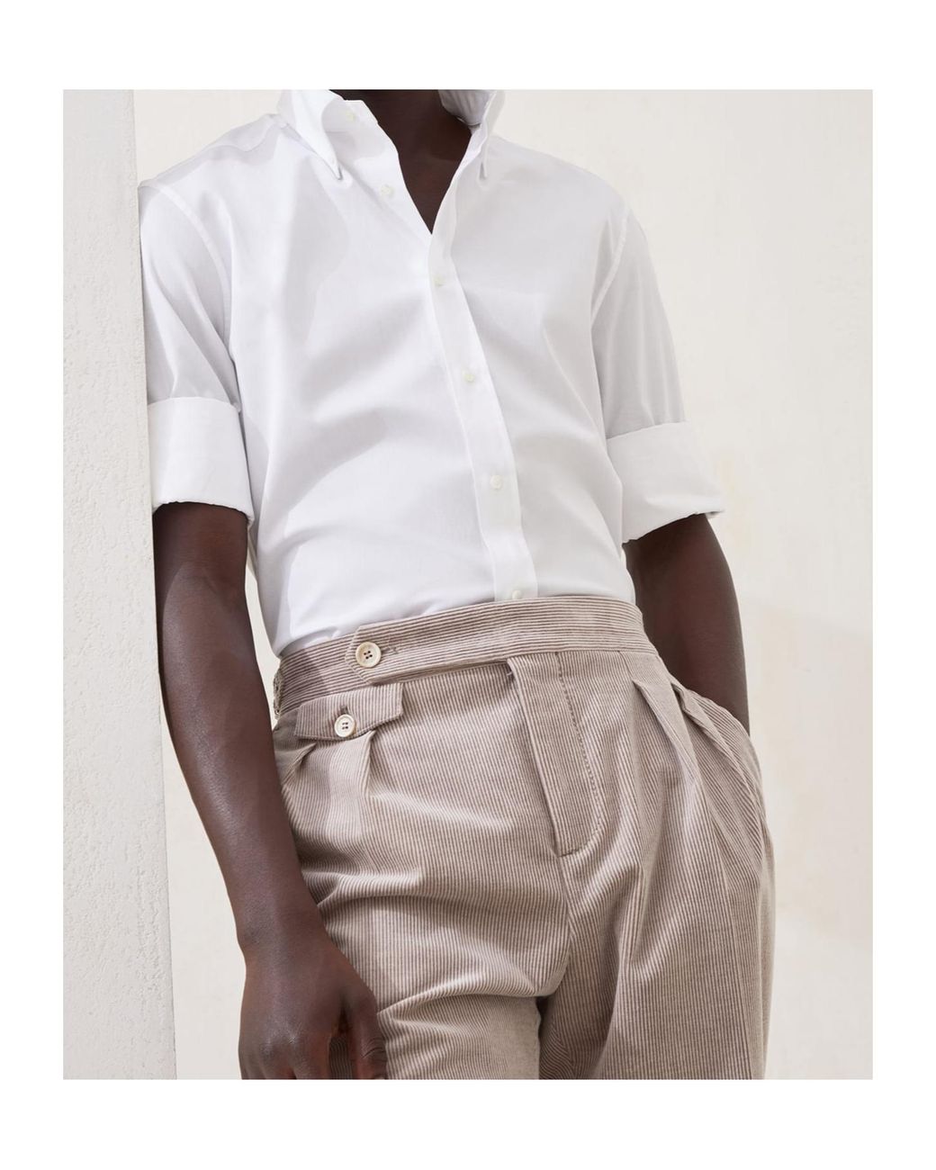 Brunello Cucinelli White Twill Slim Fit Shirt for men