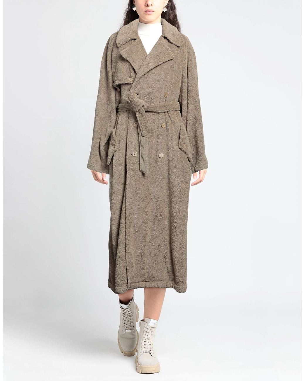 Balenciaga Natural Solid Color Long Trench Coat