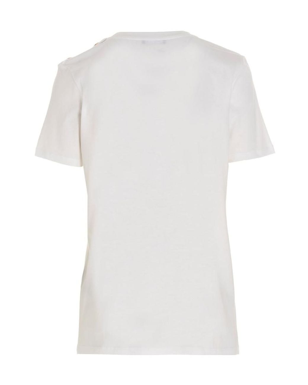 Balmain White Logo Printed Crewneck T-Shirt
