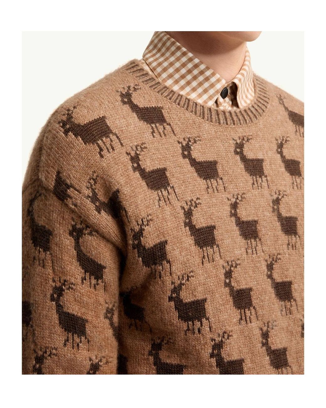 Moncler Brown Moose Jacquard Alpaca Wool Blend Jumper for men