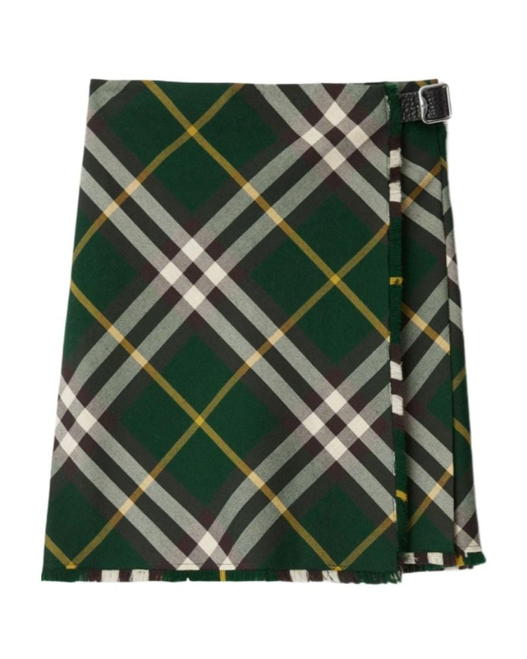 Burberry Green Check Printed Pleated Skirt