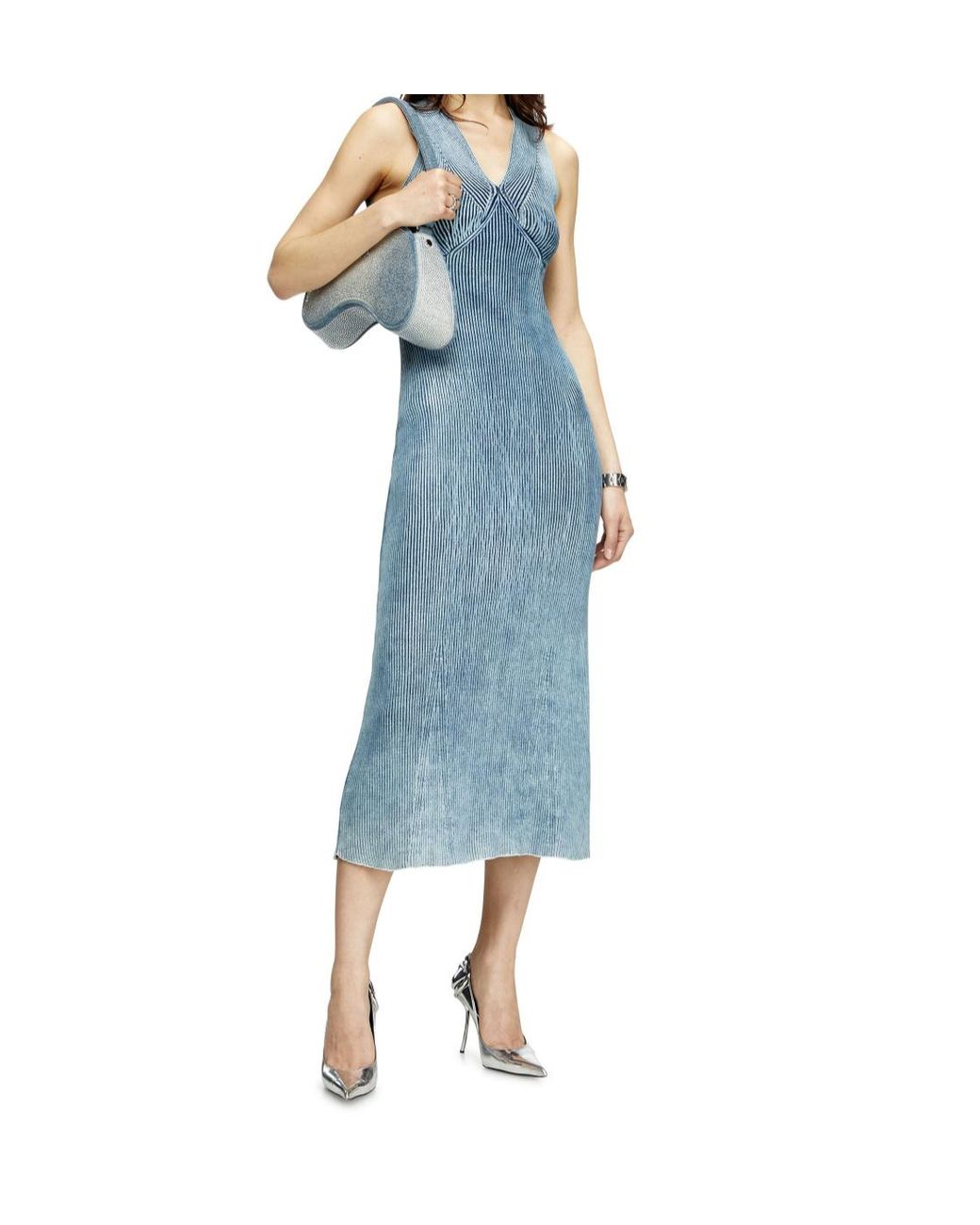 DIESEL Blue M-Milong Denim-Yarn Midi Dress