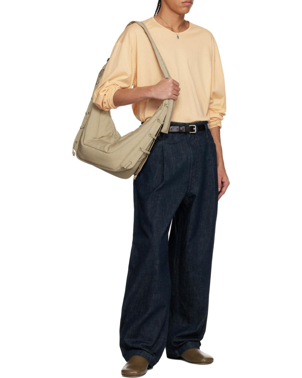 Lemaire Gray Game Medium Zipped Shoulder Bag for men