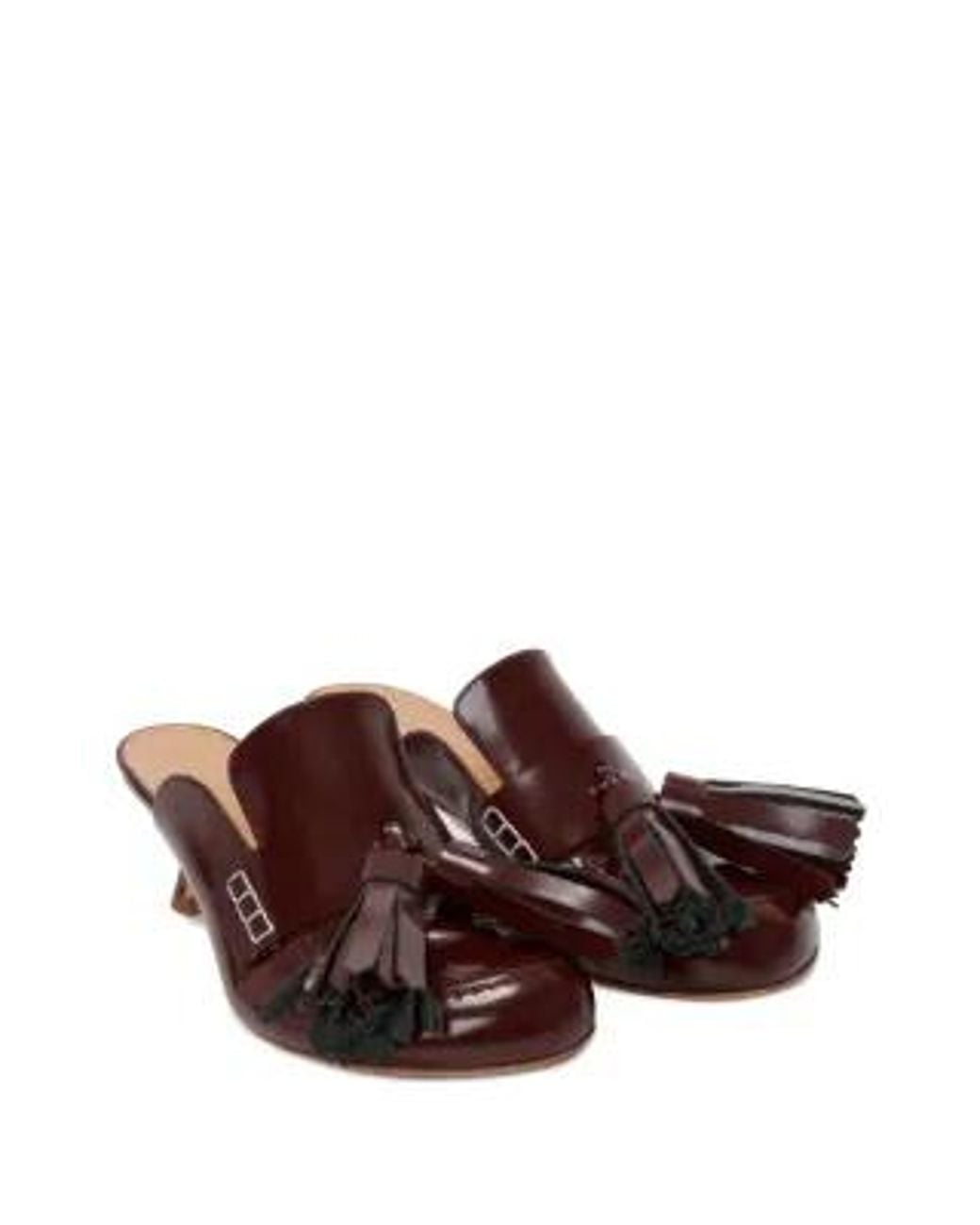 J.W. Anderson Brown Tassel-Detail Leather Mules
