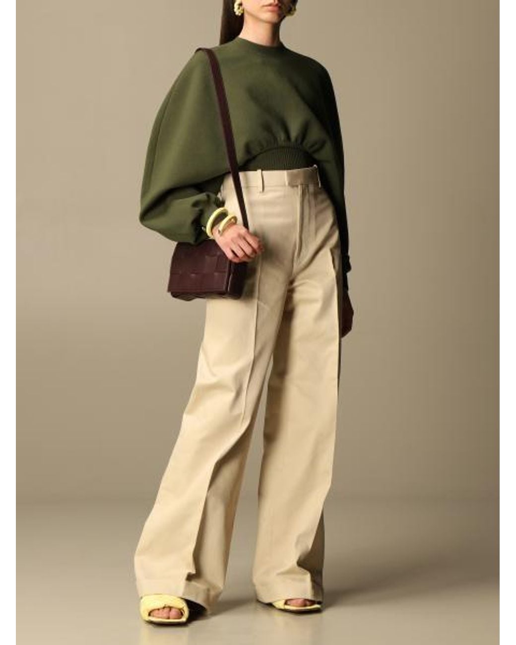 Bottega Veneta Natural Wide Leg Pants