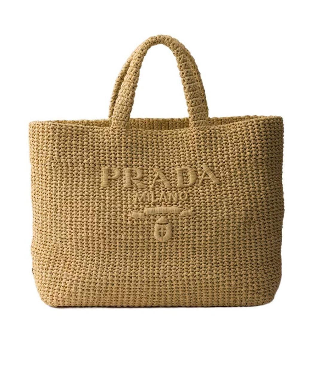 Prada Metallic Paglia Midollino Crochet Tote Bag