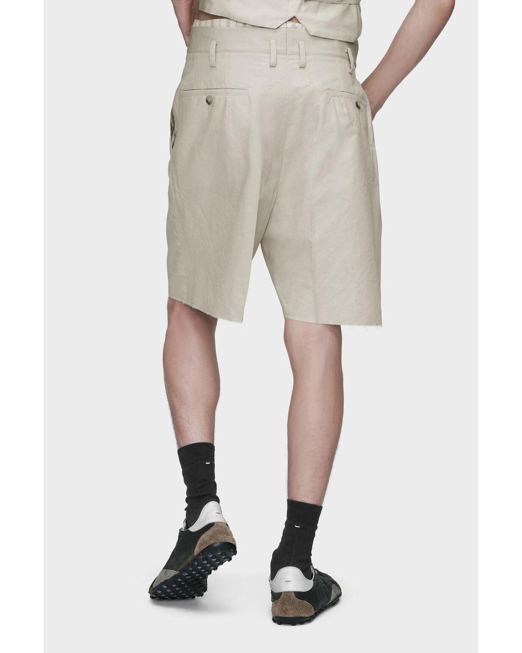 Maison Margiela White Pleated Tailored Shorts for men