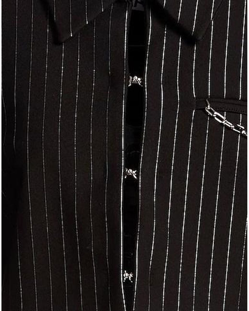 Ganni Black Slim-Fit Striped Coat