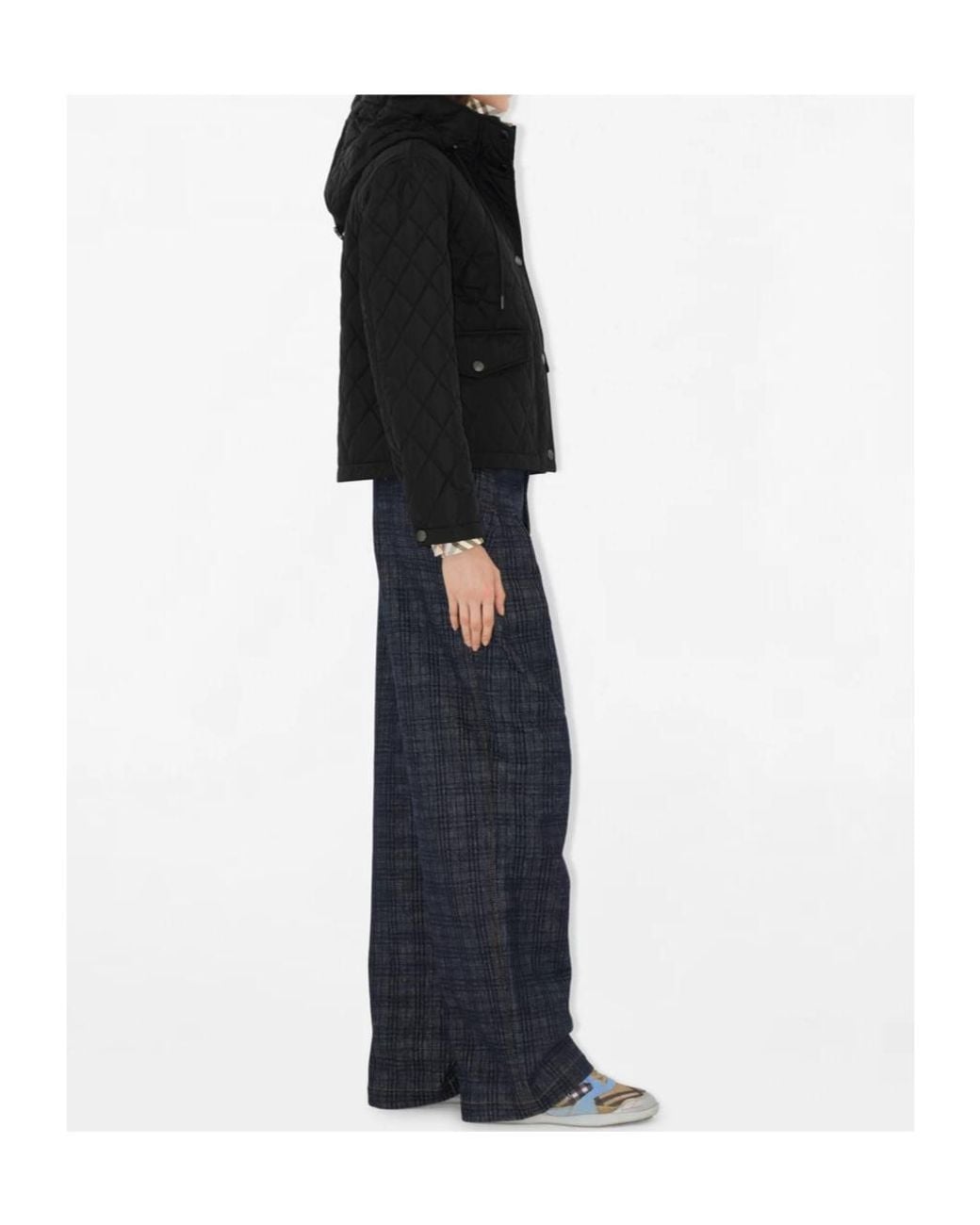 Burberry Black Quilted Hooded Straight Hem Jacket