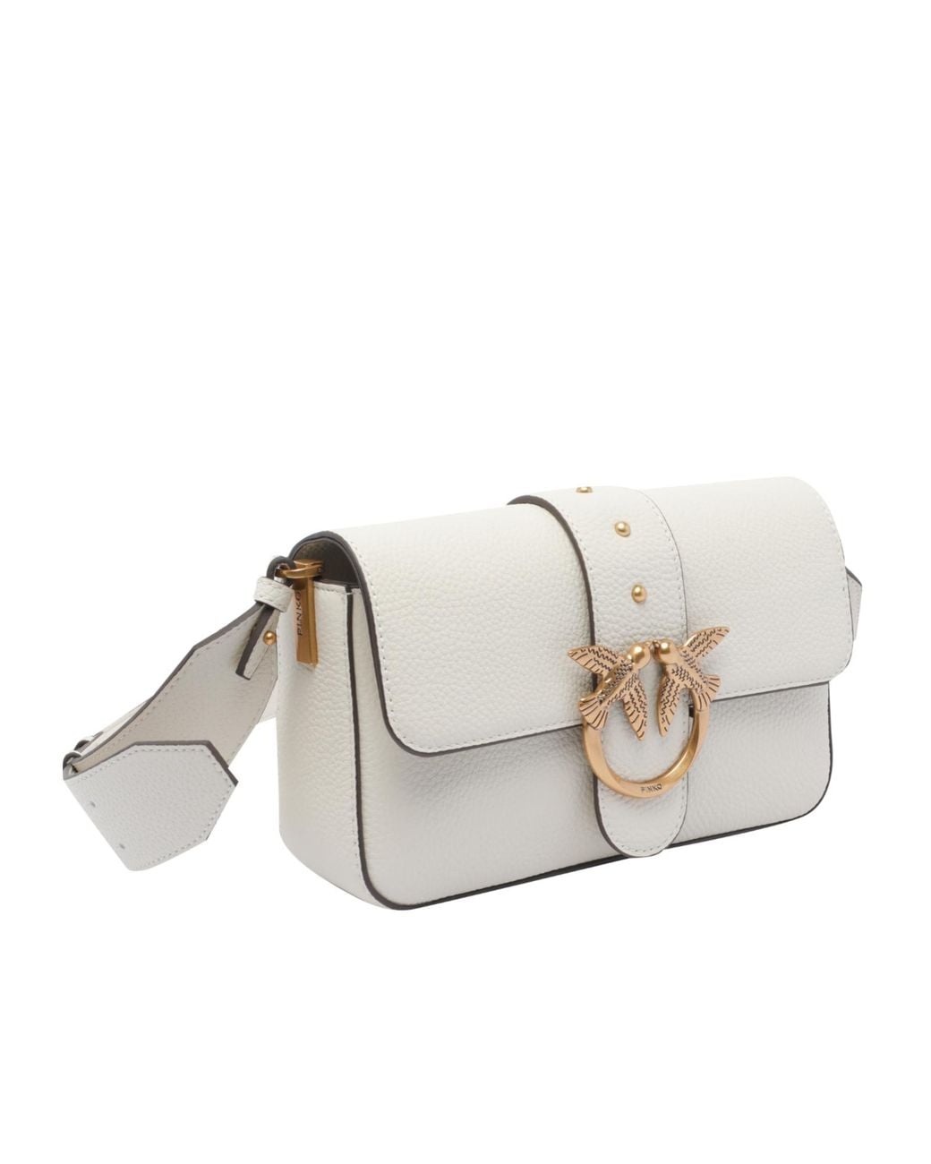 Pinko Natural Love Birds Foldover Top Satchel Bag