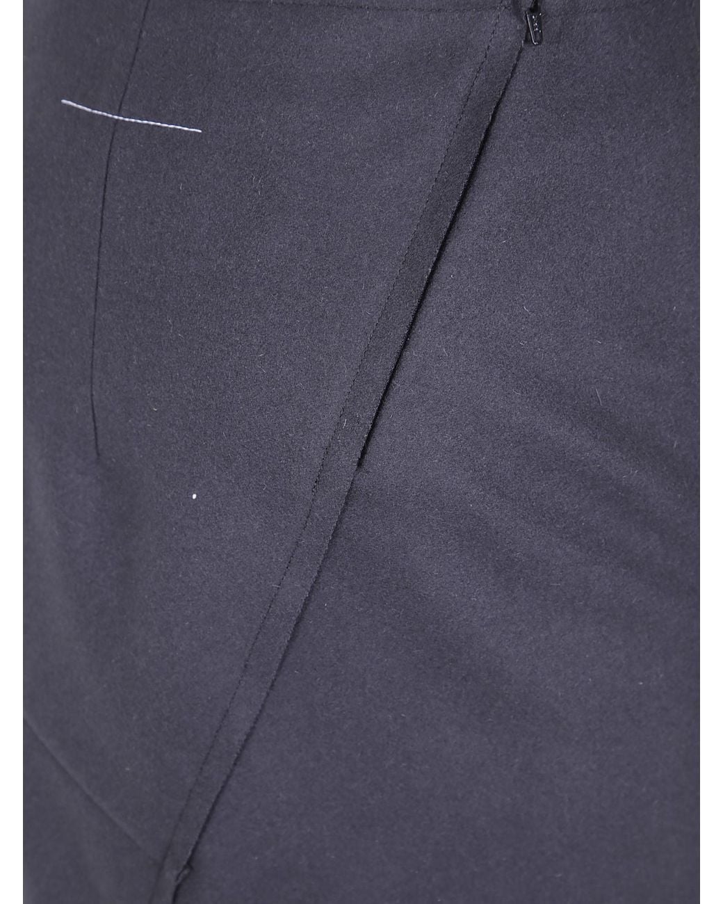 MM6 by Maison Margiela Blue Asymmetric Rear-Slit Midi Skirt