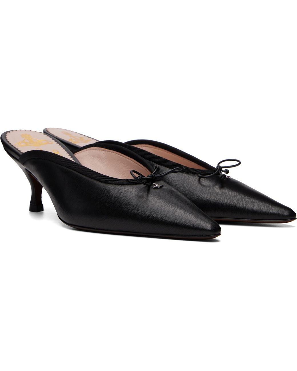 Vivienne Westwood Black Margot Bow-Detail Pointed Mules