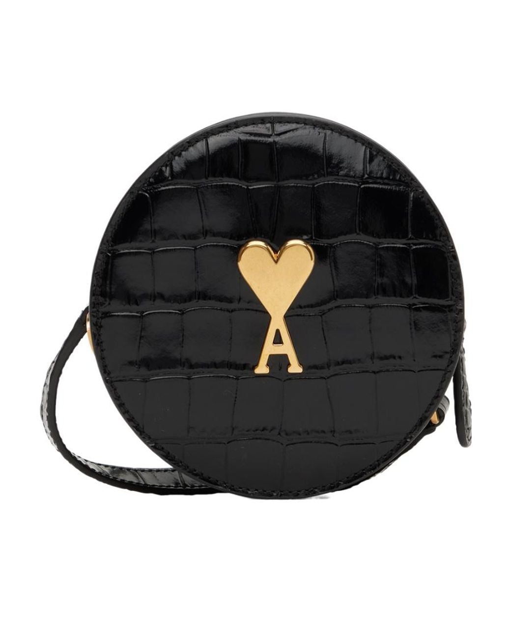 AMI Black Round Paris Shoulder Bag