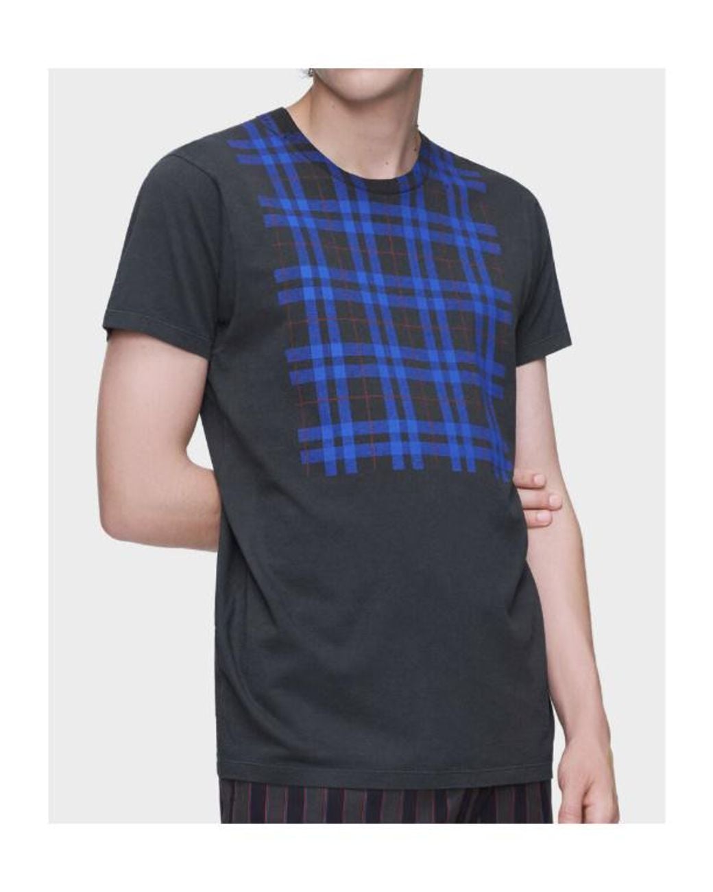 Maison Margiela Blue Checked Panel T-Shirt for men