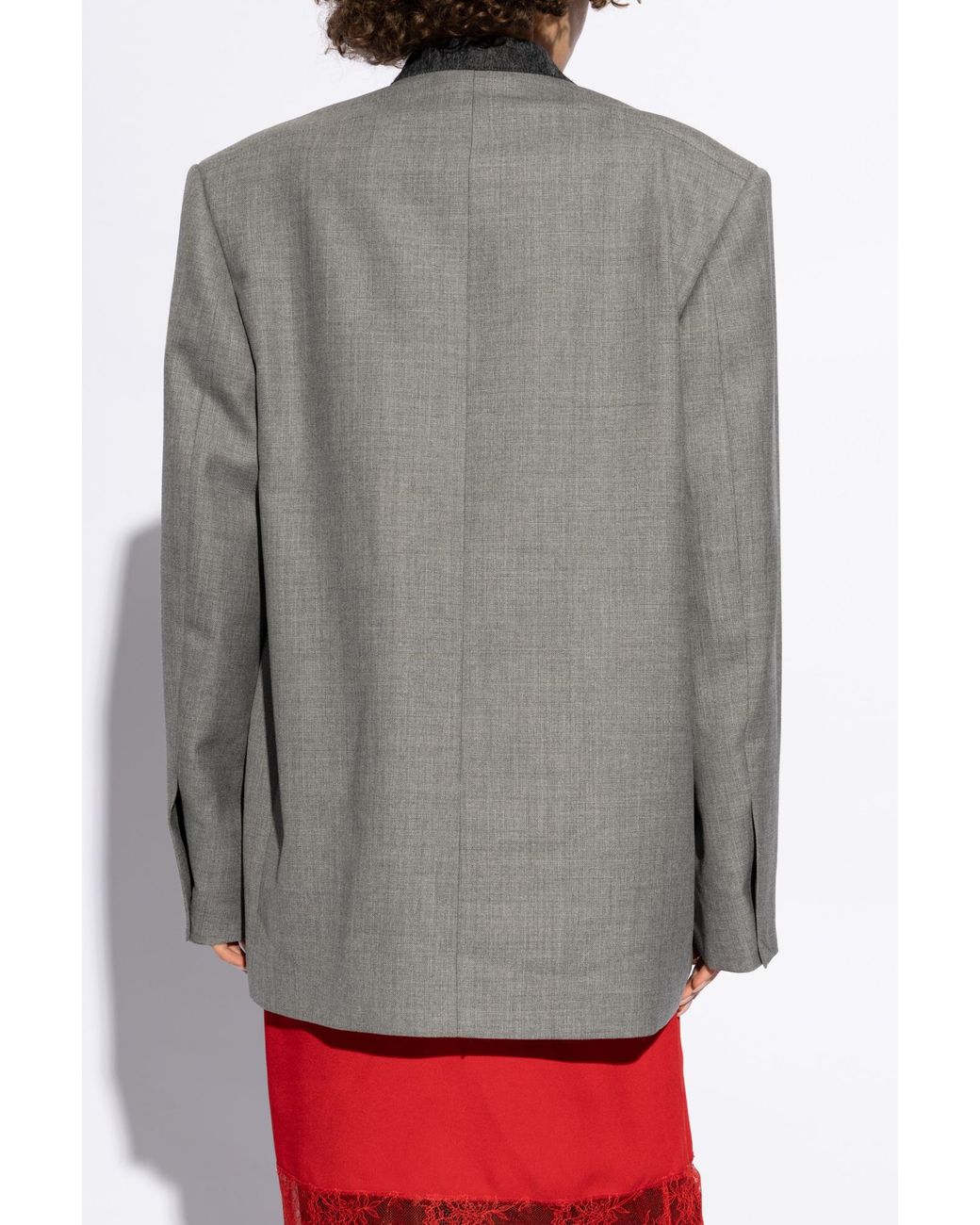 Moschino Gray Double Breasted Loose-Fit Blazer