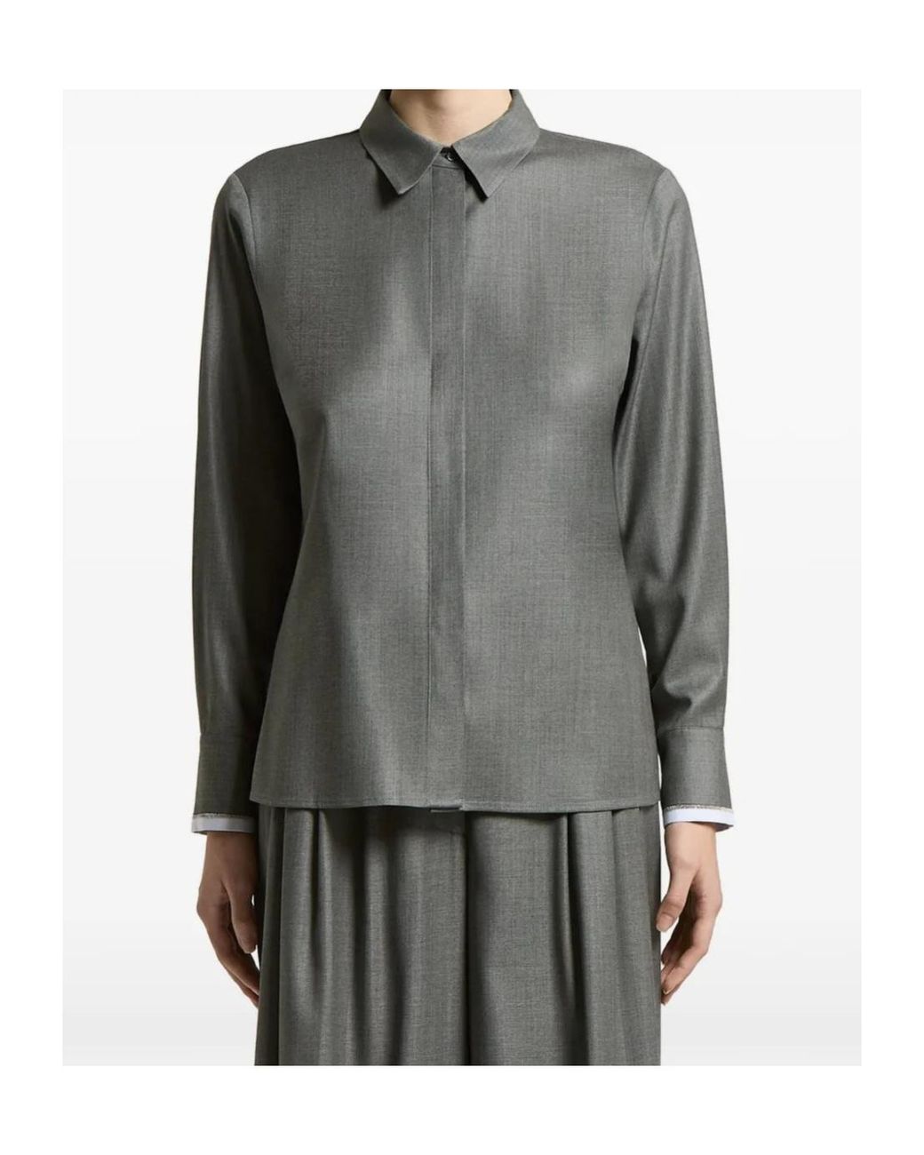Peserico Gray Long-Sleeved Shirt