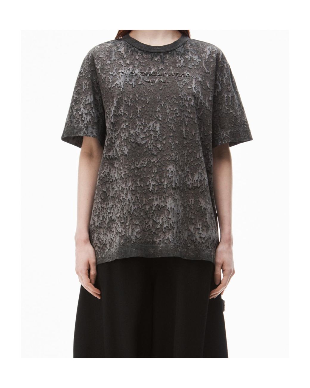 Alexander Wang Gray Logo Embossed Splatter Wash T-Shirt for men