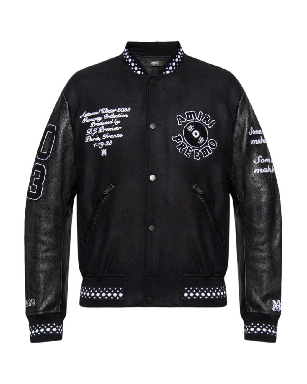 Amiri Black Logo Embroidered Varsity Jacket for men