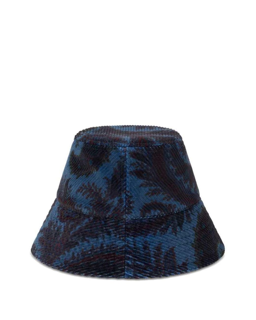 Etro Blue Foliage-Print Bucket Hat for men
