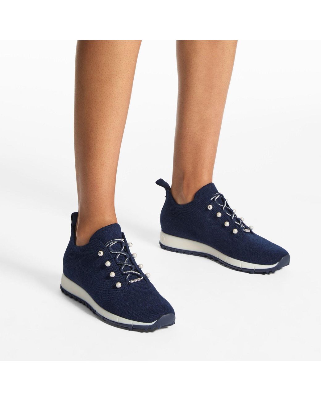 Jimmy Choo Blue Veles Cashmere Sneakers