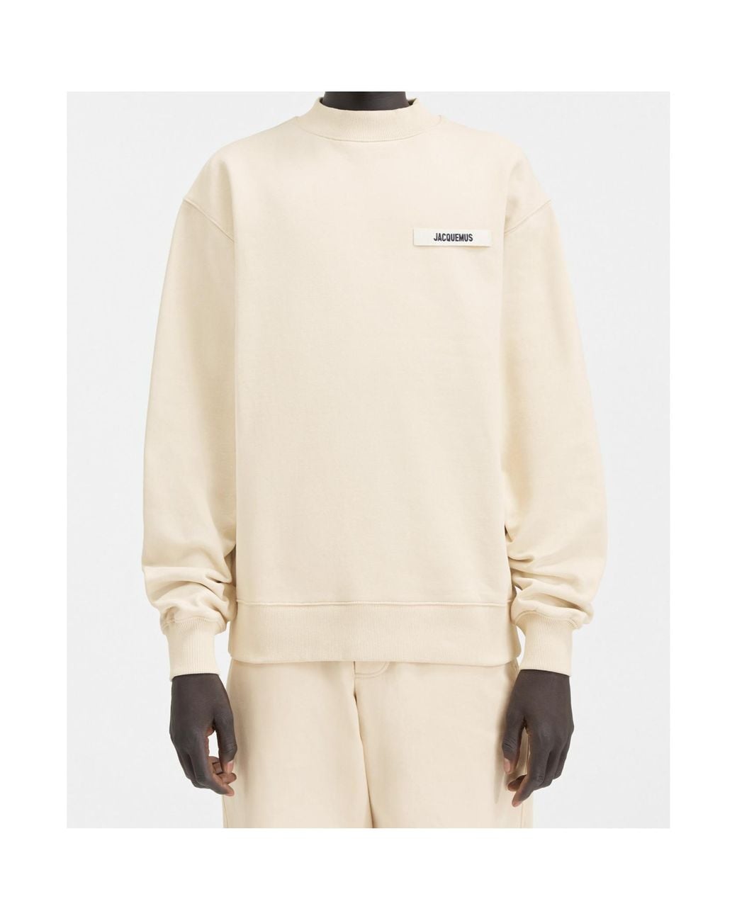 Jacquemus Natural Logo Patch Crew Neck Sweatshirt for men