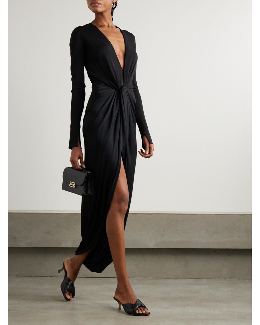 Victoria Beckham Black Fitted Midi Dress