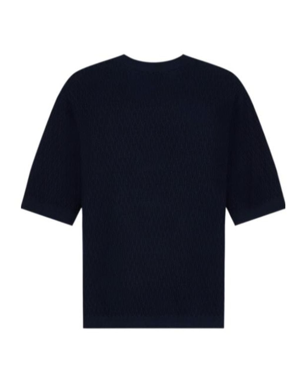 Emporio Armani Blue Textured Short-Sleeve Knitted Sweater for men