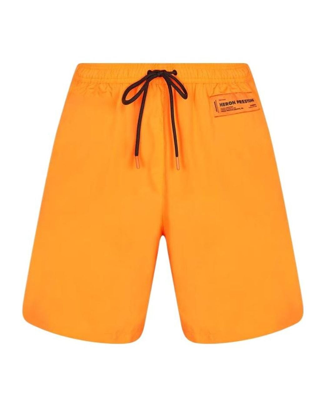 Heron Preston Orange Logo Patch Swim Shorts for men