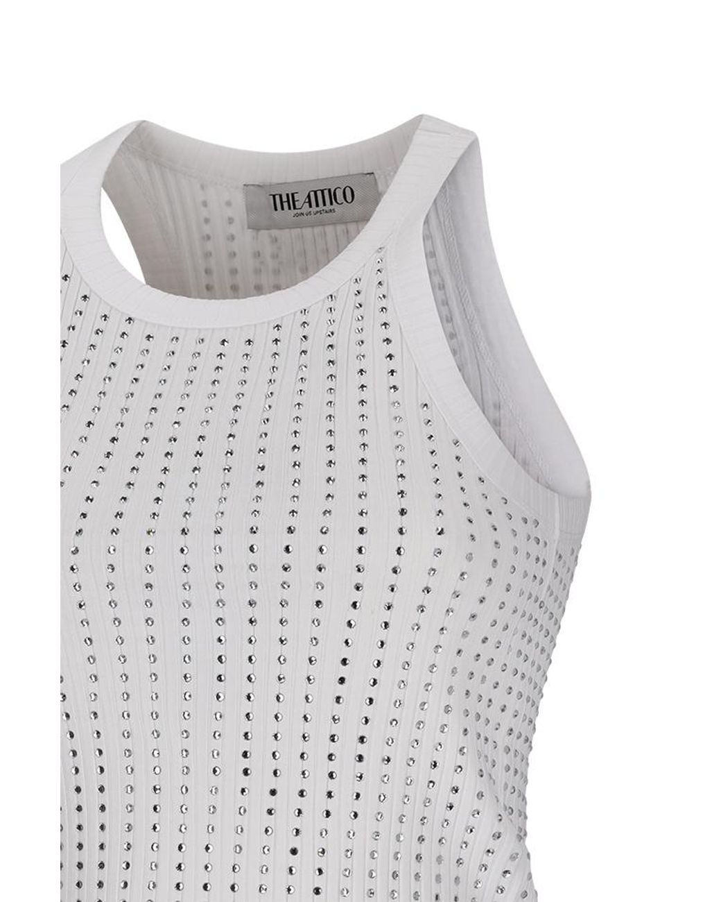 The Attico Gray Rhinestone-Embellished Tank Top