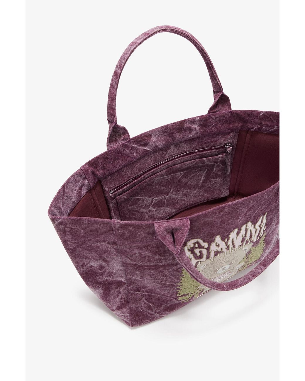 Ganni Purple Medium Snow Teddy Bear Tote Bag