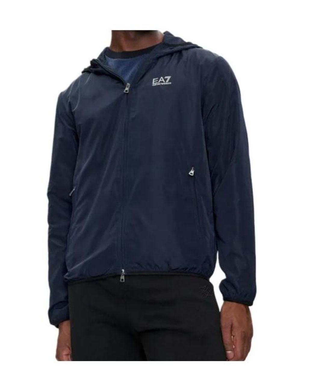 EA7 Blue Core Identity Hooded Jacket for men