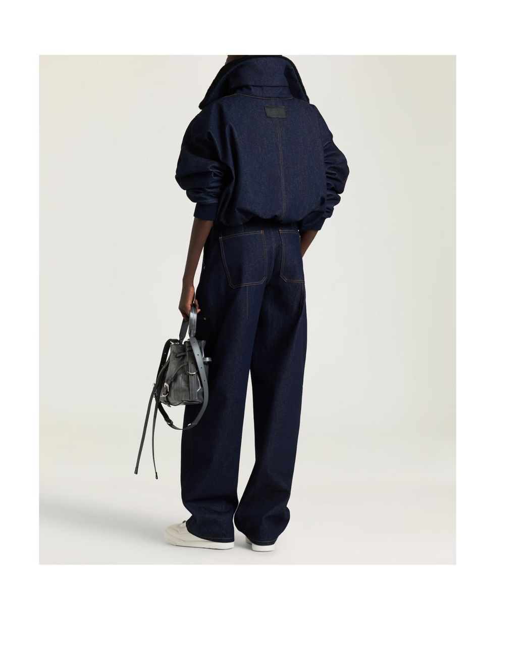 Givenchy Blue Shearling Collar Zip-Up Denim Jacket