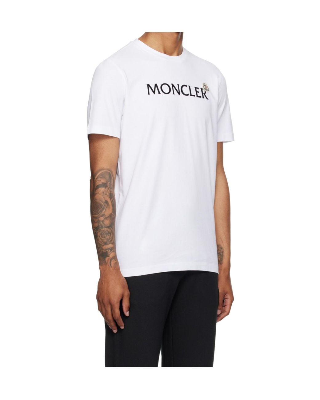 Moncler White Logo Printed Crewneck T-Shirt for men