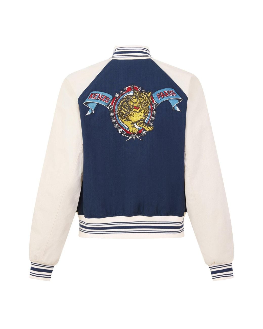 KENZO Blue Color-Block Varsity Jacket for men