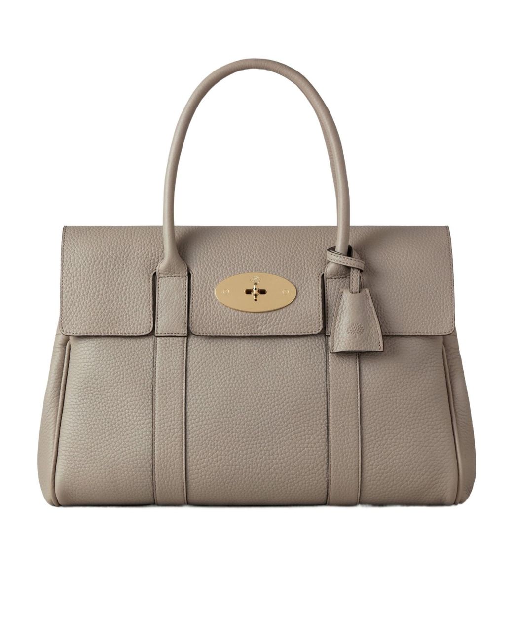 Mulberry Natural Pebbled-Textured Detail Top-Handle Tote Bag