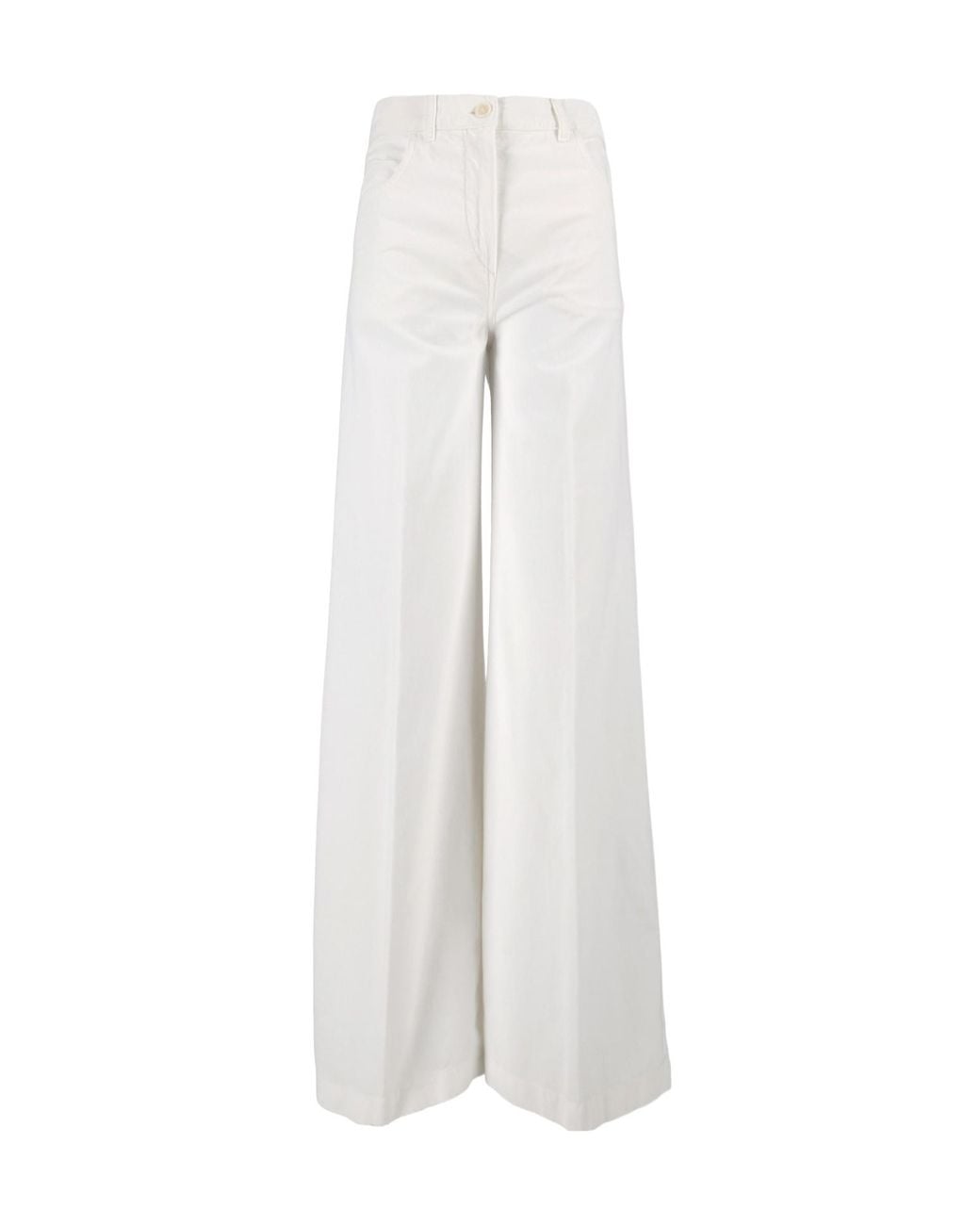 Aspesi White Wide-Leg High-Waisted Trousers