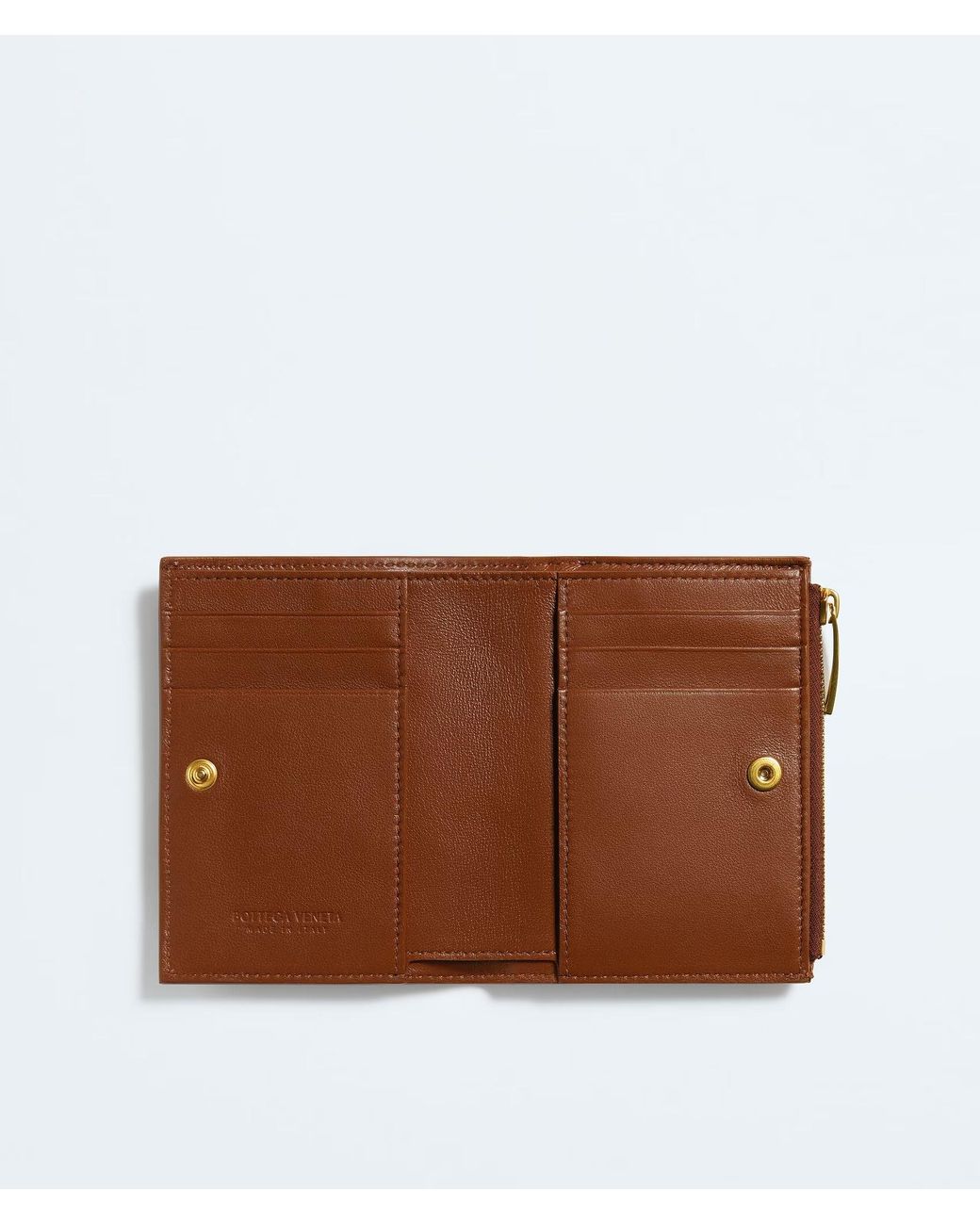 Bottega Veneta Brown Intrecciato Small Bi-Fold Wallet
