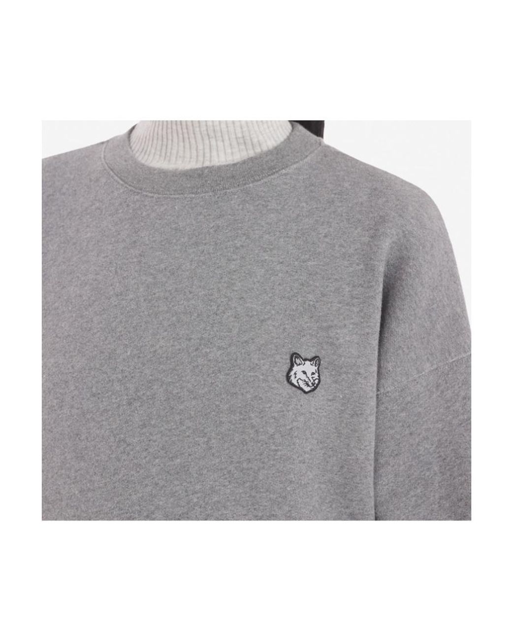 Maison Kitsuné Gray Maison Kitsuné Fox Patch Crewneck Sweatshirt