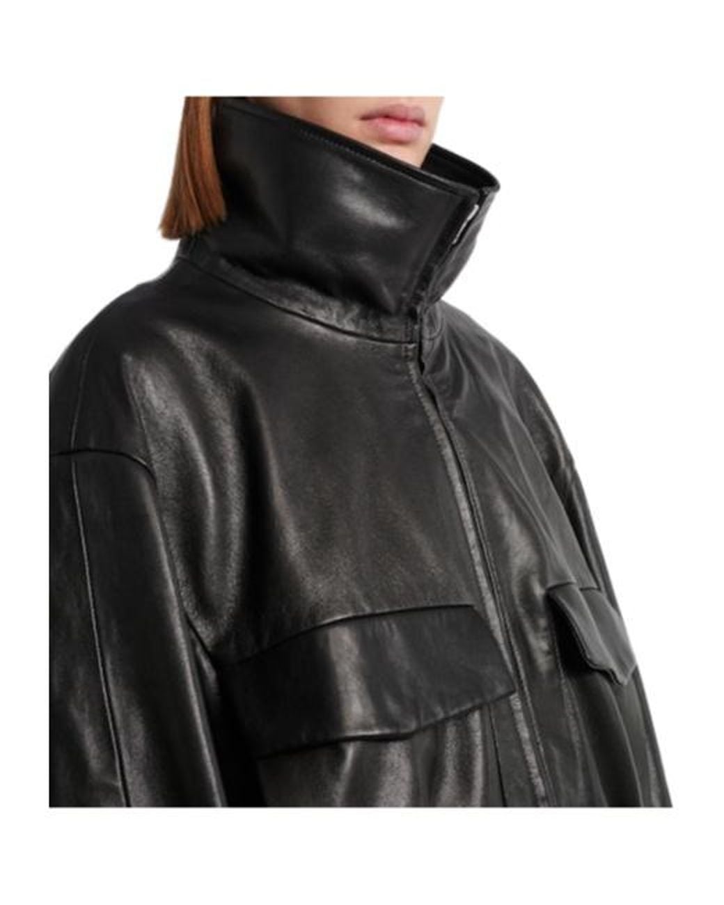 Nour Hammour Black Leather Blouson Jacket