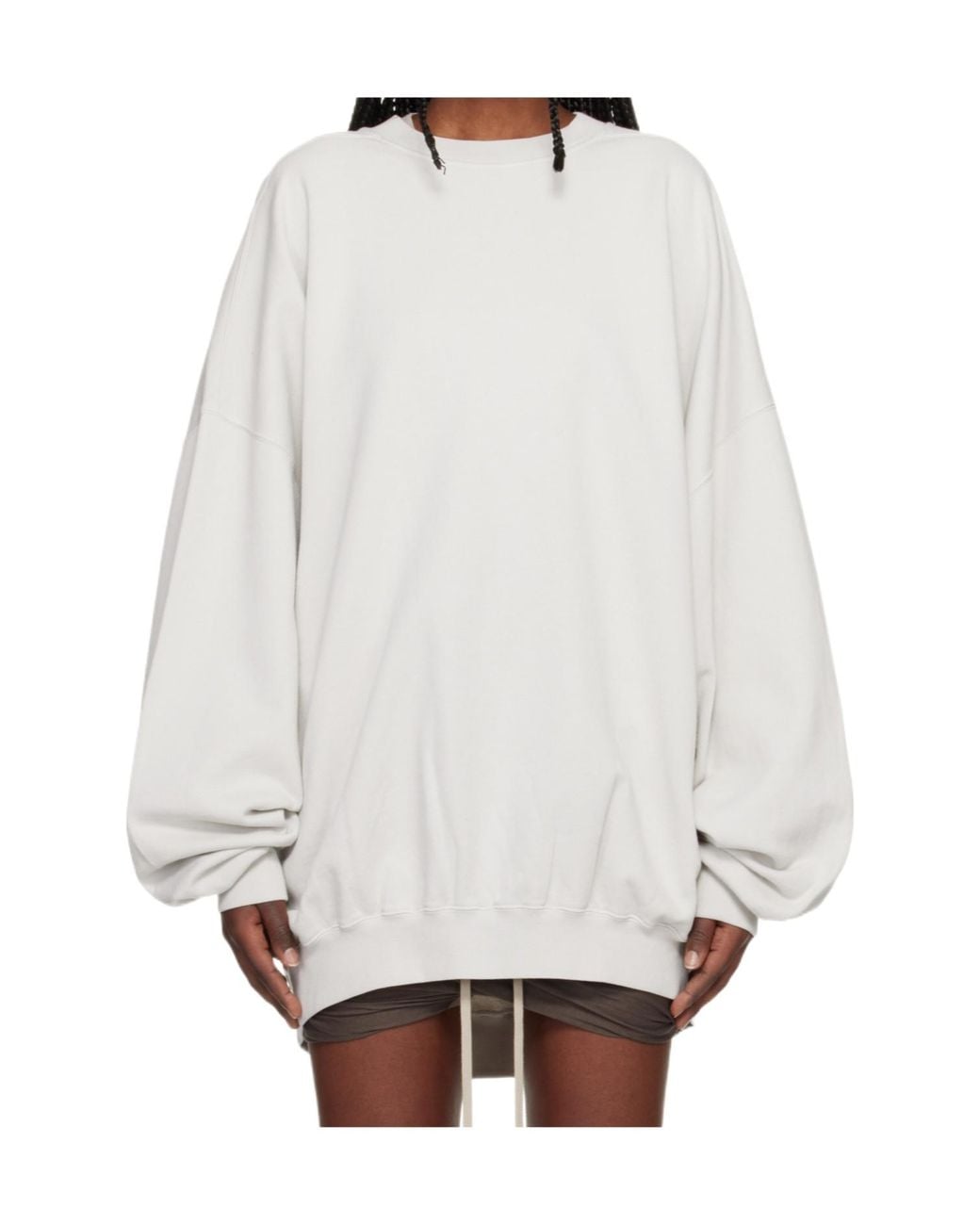 Rick Owens White Oversized-Sleeve Sweatshirt