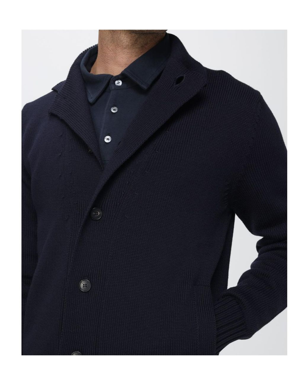 Zanone Blue Long-Sleeve Single-Breasted Cardigan for men