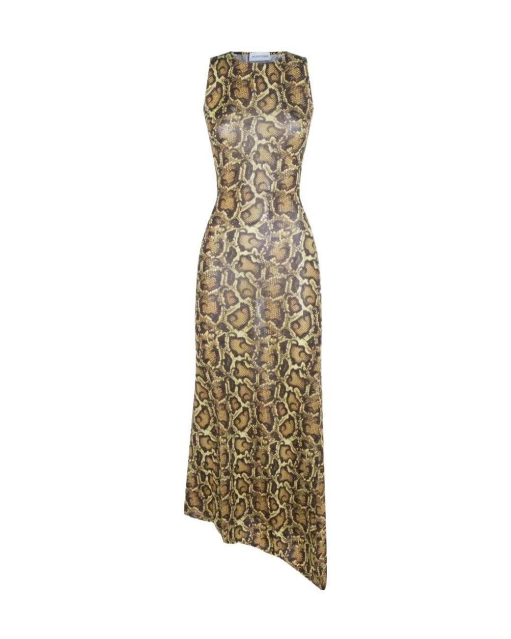 MARINE SERRE Metallic Snake-Print Asymmetric Dress
