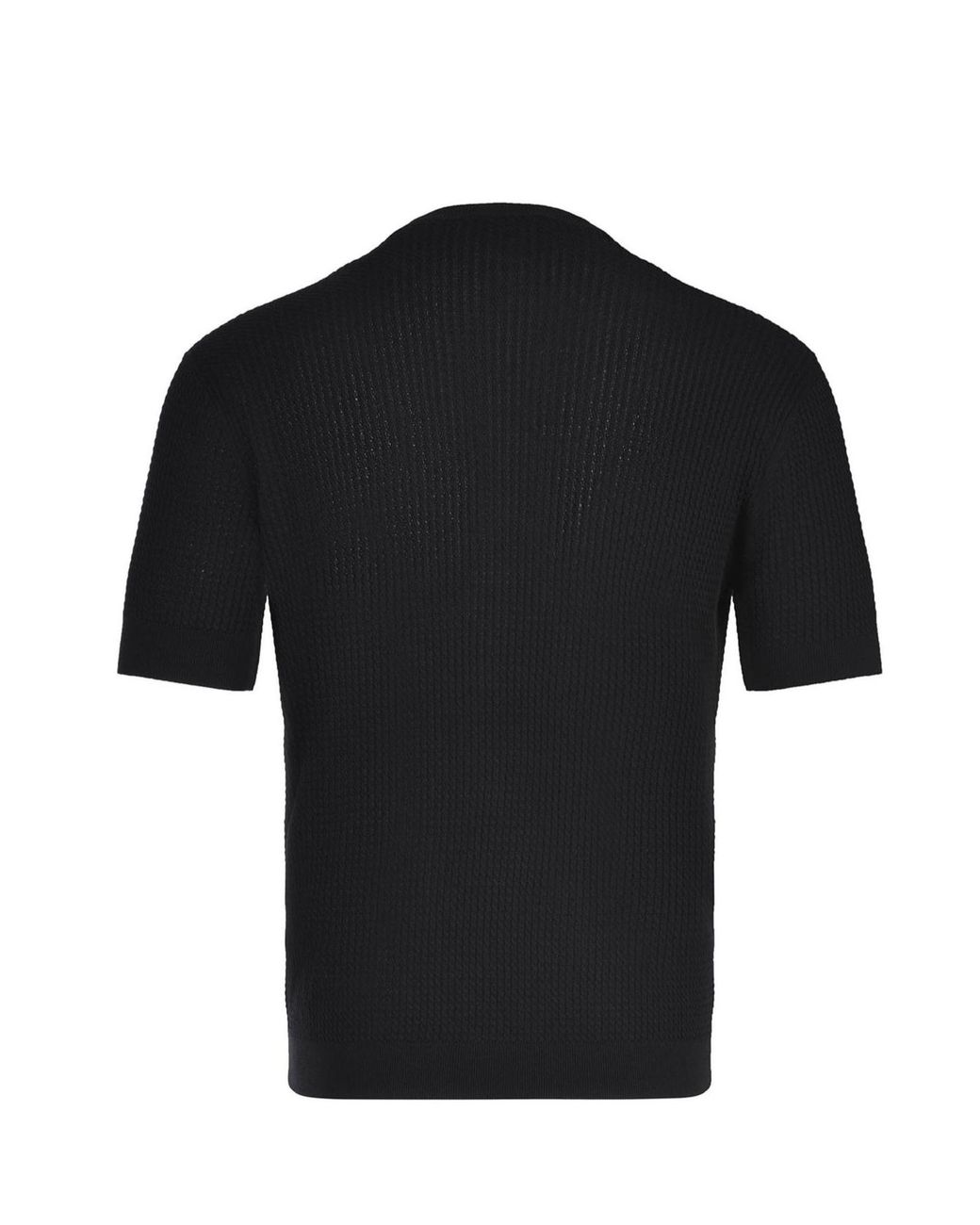 Emporio Armani Black Ribbed Short Sleeve Sweater for men